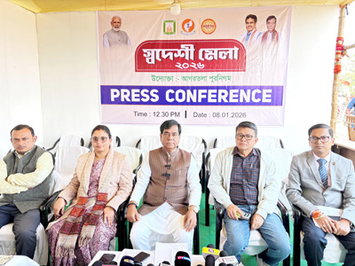 Mayor of Agartala Municipal Corporation (AMC)  Dipak Majumdar addressed a press conference at Swami Vivekananda Maidan in Agartala on January 8 to highlight first Swadeshi Mela at the same ground.